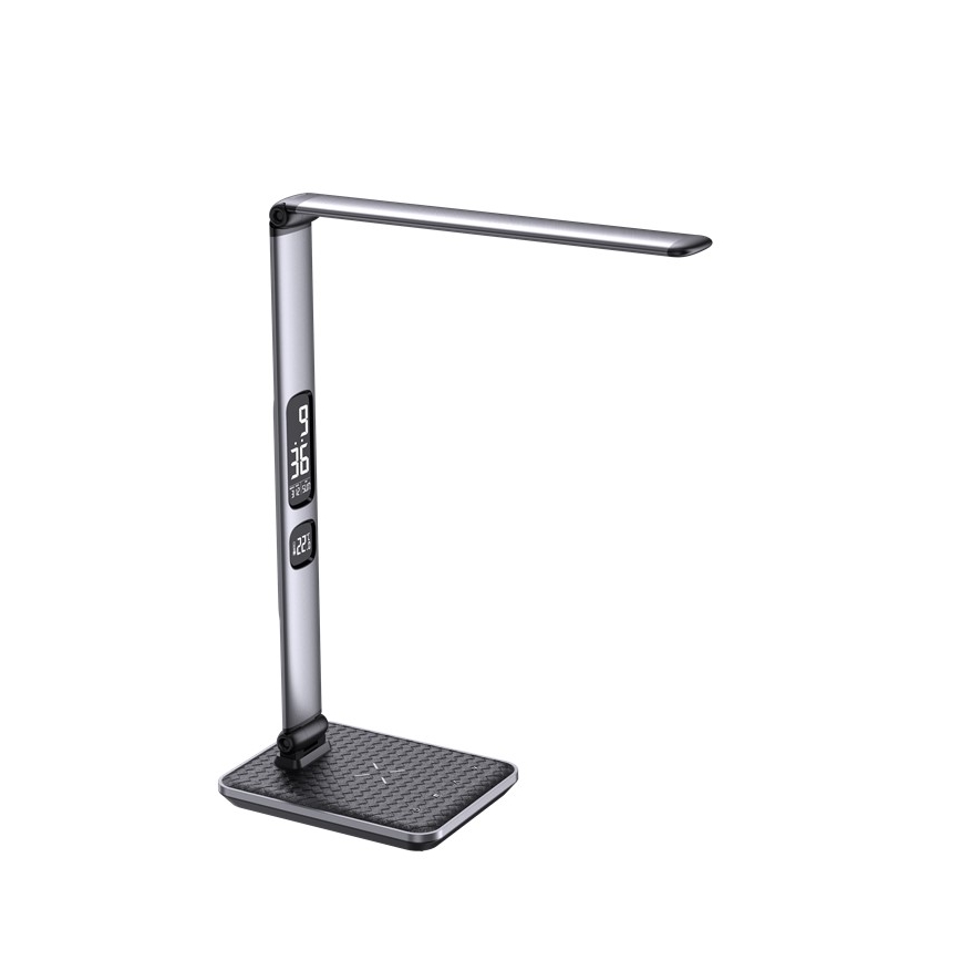Dimeriuojamas LED stalinis šviestuvas LED/8,5W/230V su belaidžiu įkrovimu, sidabrinis