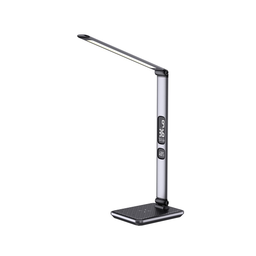Dimeriuojamas LED stalinis šviestuvas LED/8,5W/230V su belaidžiu įkrovimu, sidabrinis