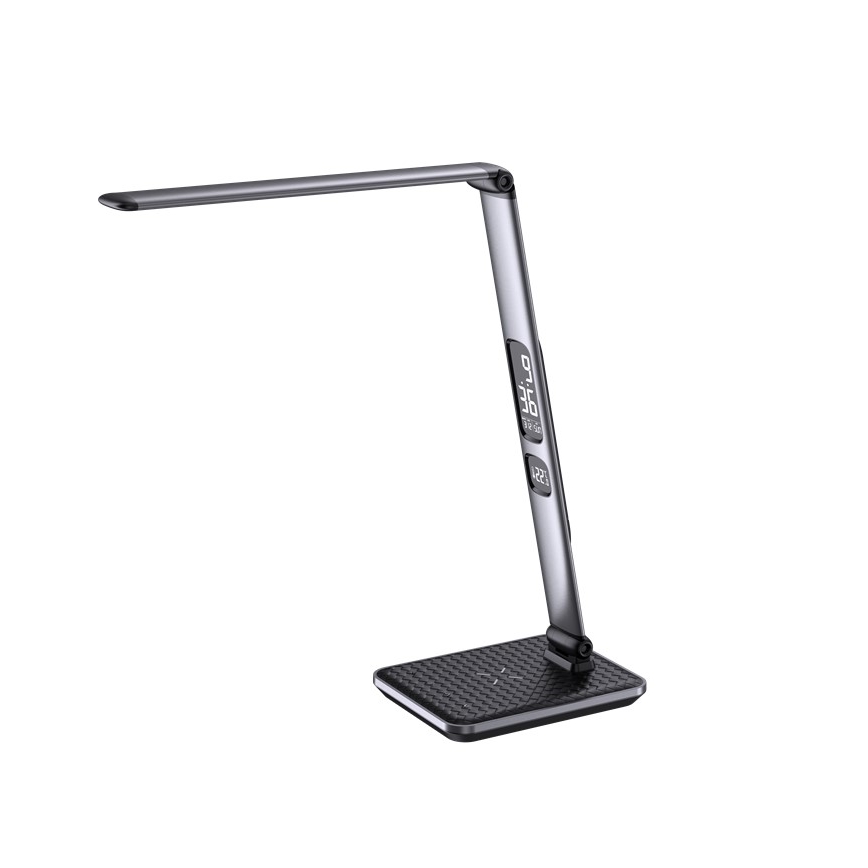 Dimeriuojamas LED stalinis šviestuvas LED/8,5W/230V su belaidžiu įkrovimu, sidabrinis
