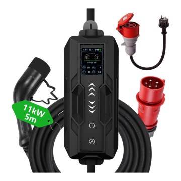Immax - EV elektromobilių įkrovimo stotelė AC Type 2, 16 A/380 V + 230 V kištukas, 3,7 kW, 5 m, Tuya