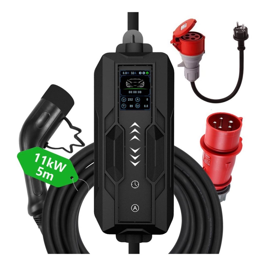 Immax - EV elektromobilių įkrovimo stotelė AC Type 2, 16 A/380 V + 230 V kištukas, 3,7 kW, 5 m, Tuya