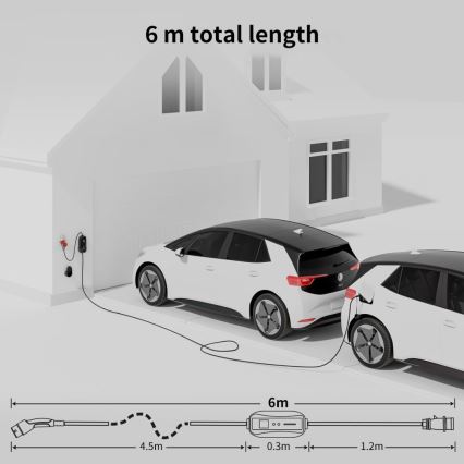 Immax - Kelioninė EV įkrovimo stotelė elektromobiliams AC Type 2 32A/380V 22kW 5m su dėklu
