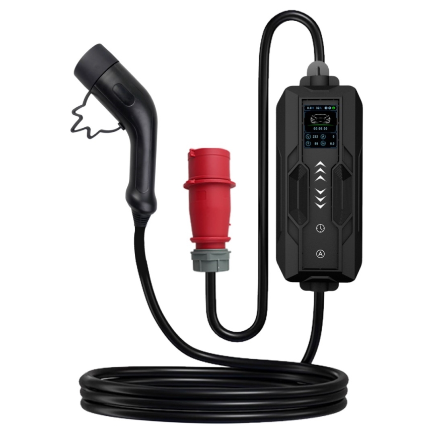 Immax - EV kelioninio įkrovimo stotelė elektromobiliams AC Type 2 16A/380V 11kW + kištukas 230V, 3,7kW 5m + dėklas