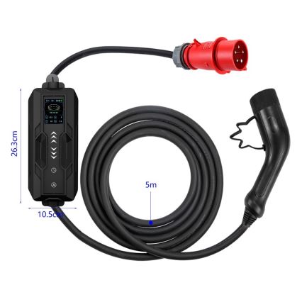 Immax - EV kelioninio įkrovimo stotelė elektromobiliams AC Type 2 16A/380V 11kW + kištukas 230V, 3,7kW 5m + dėklas