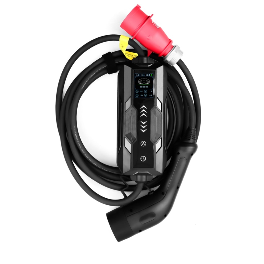 Immax - kelioninė EV įkrovimo stotelė elektromobiliams AC Type 2, 16 A/380 V, 11 kW + 230 V kištukas, 5 m, Wi-Fi (Tuya)