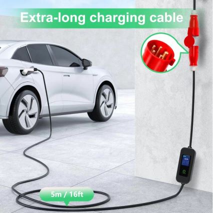 Immax - Kelioninė elektromobilių įkrovimo stotelė elektromobiliams AC Type 2 32A/380V 22kW + kištukas 230V 5m Wi-Fi Tuya
