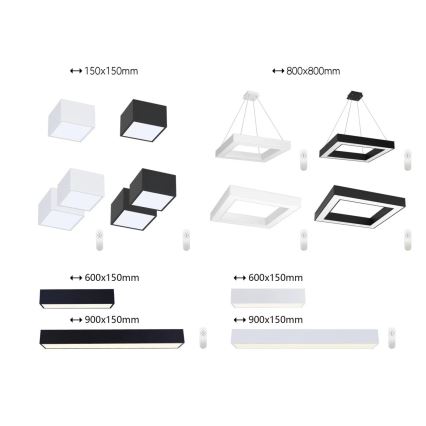 Immax NEO 07074-90 - LED Pritemdomas lubinis šviestuvas CANTO LED/50W/230V juoda Tuya + nuotolinio valdymo pultas