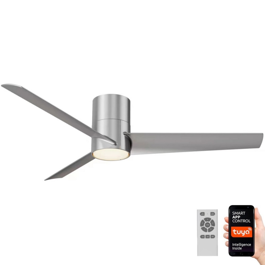 Immax NEO 07135-S - LED Reguliuojamas lubinis ventiliatorius FRESH LED/18W/230V Wi-Fi Tuya matinis chromas + nuotolinio valdymo pultas