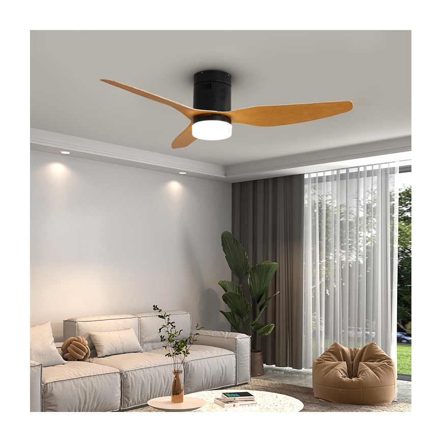 Immax NEO 07142-B - LED Lubinis ventiliatorius NEO LITE FRESCO LED/18W/230V Tuya Wi-Fi juodas/medis + valdymo pultas