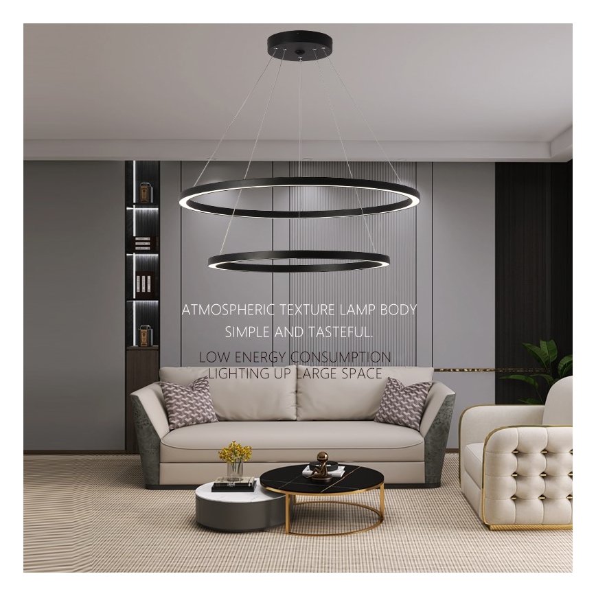 Immax NEO 07158-B80-60 - LED Reguliuojamas pakabinamas sietynas FINO LED/93W/230V Tuya juodas + valdymo pultas