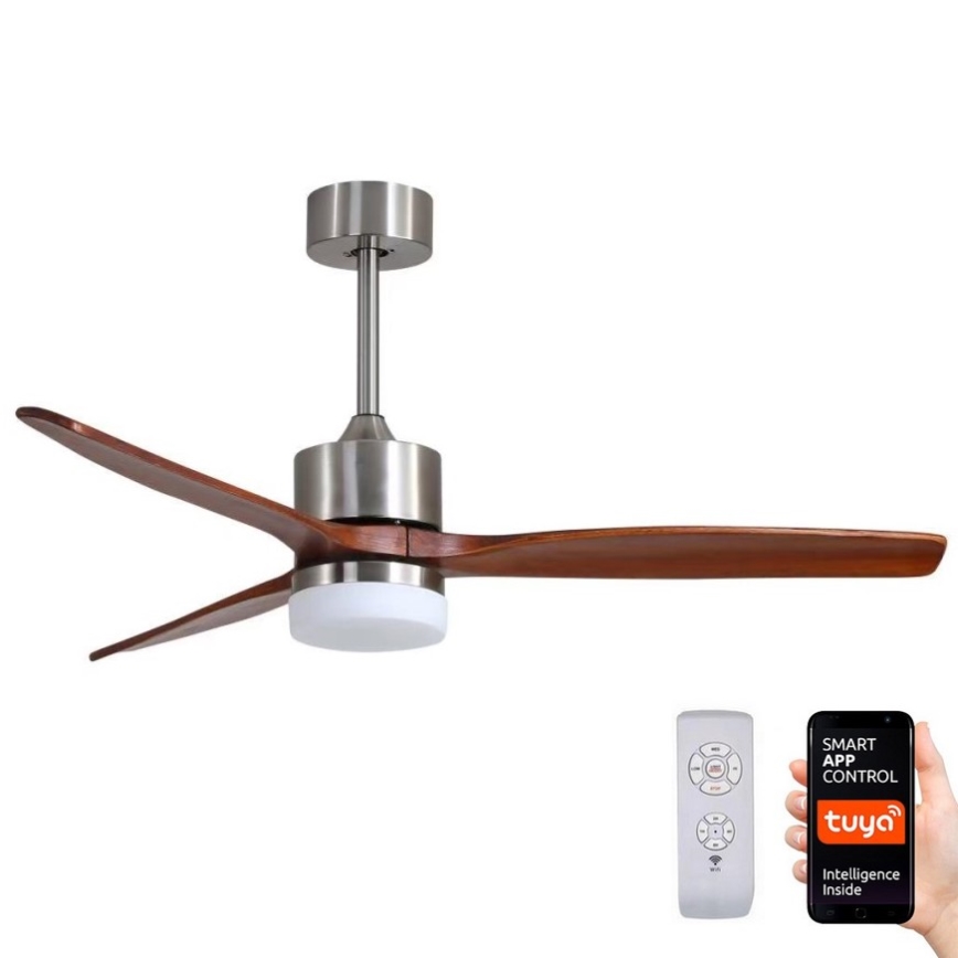 Immax NEO 07165-S - LED lubinis ventiliatorius ELEGANTE LED/18W/230V ąžuolas Wi-Fi Tuya + nuotolinio valdymo pultas