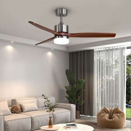 Immax NEO 07165-S - LED lubinis ventiliatorius ELEGANTE LED/18W/230V ąžuolas Wi-Fi Tuya + nuotolinio valdymo pultas
