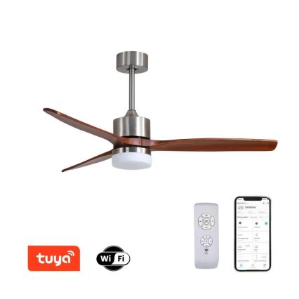 Immax NEO 07165-S - LED lubinis ventiliatorius ELEGANTE LED/18W/230V ąžuolas Wi-Fi Tuya + nuotolinio valdymo pultas