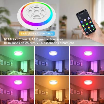 Immax NEO 07166-B40 - LED RGB+CCT Pritemdomas lubinis šviestuvas NEO LITE TUDO LED/50W/230V Wi-Fi Tuya juoda + nuotolinio valdymo pultas