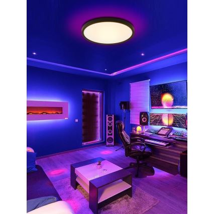 Immax NEO 07166-B40 - LED RGB+CCT reguliuojamas lubų šviestuvas NEO LITE TUDO LED/50W/230V Wi-Fi Tuya juodas + nuotolinio valdymo pultas