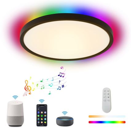 Immax NEO 07166-B40 - LED RGB+CCT reguliuojamas lubų šviestuvas NEO LITE TUDO LED/50W/230V Wi-Fi Tuya juodas + nuotolinio valdymo pultas