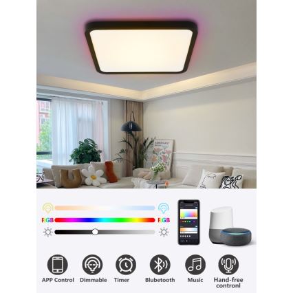 Immax NEO 07167-B40 - LED RGB+CCT Pritemdomas lubinis šviestuvas NEO LITE TUDO LED/50W/230V Wi-Fi Tuya juoda + nuotolinio valdymo pultas