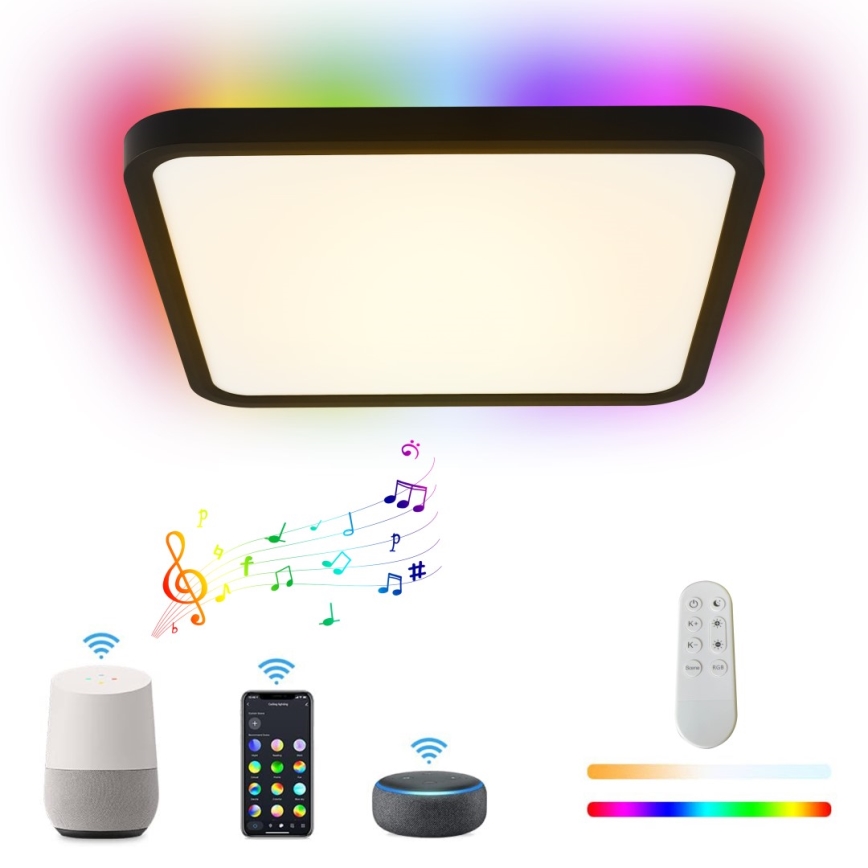 Immax NEO 07167-B40 - LED RGB+CCT Pritemdomas lubinis šviestuvas NEO LITE TUDO LED/50W/230V Wi-Fi Tuya juoda + nuotolinio valdymo pultas