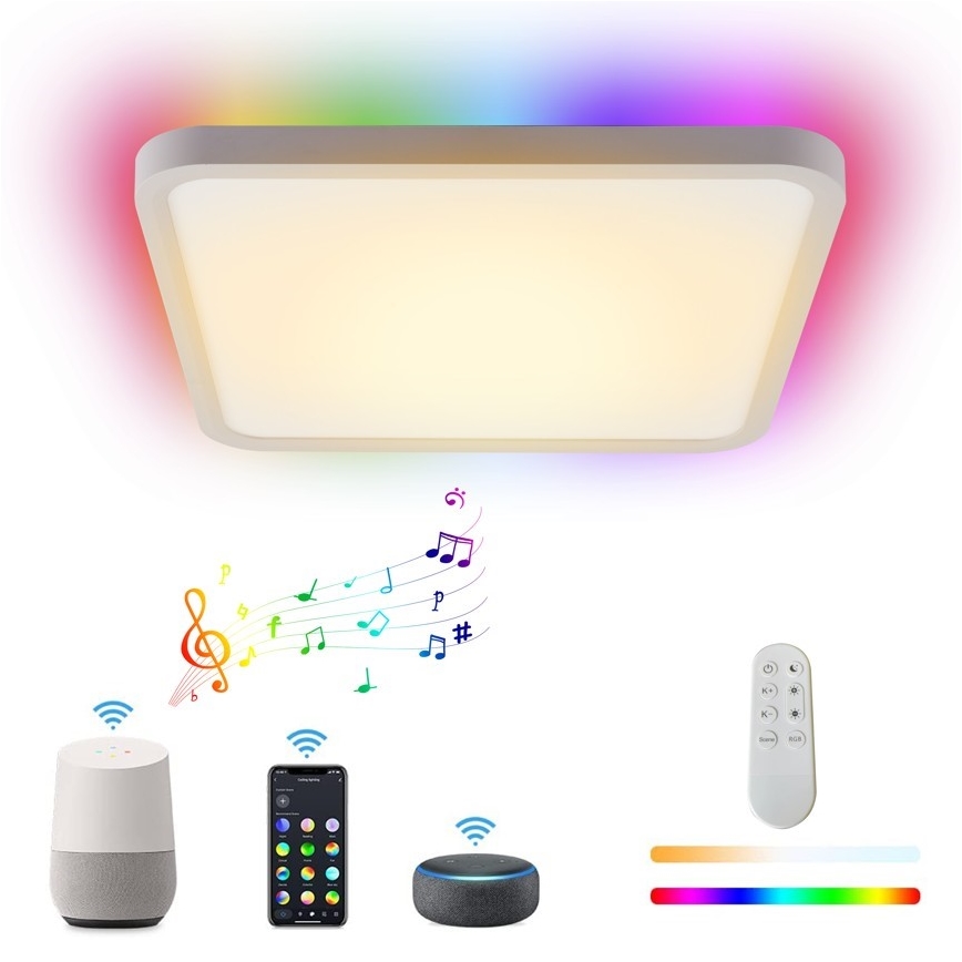 Immax NEO 07168-W40 - LED RGB+CCT Pritemdomas lubinis šviestuvas NEO LITE TUDO LED/50W/230V Wi-Fi Tuya balta + nuotolinio valdymo pultas