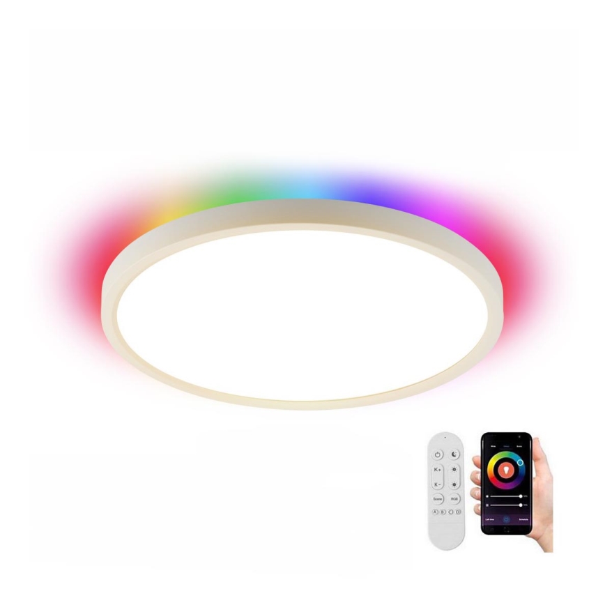 Immax NEO 07169-W60 - LED RGB+CCT Pritemdomas lubinis šviestuvas NEO LITE TUDO 65W/230V 2700-6500K Wi-Fi Tuya + nuotolinio valdymo pultas balta