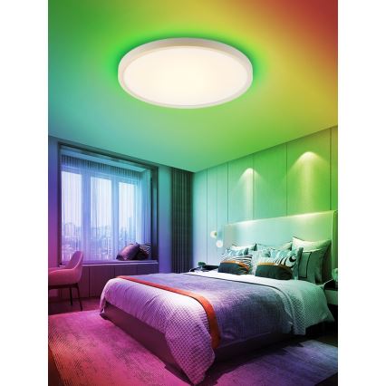 Immax NEO 07169-W60 - LED RGB+CCT Pritemdomas lubinis šviestuvas NEO LITE TUDO 65W/230V 2700-6500K Wi-Fi Tuya + nuotolinio valdymo pultas balta