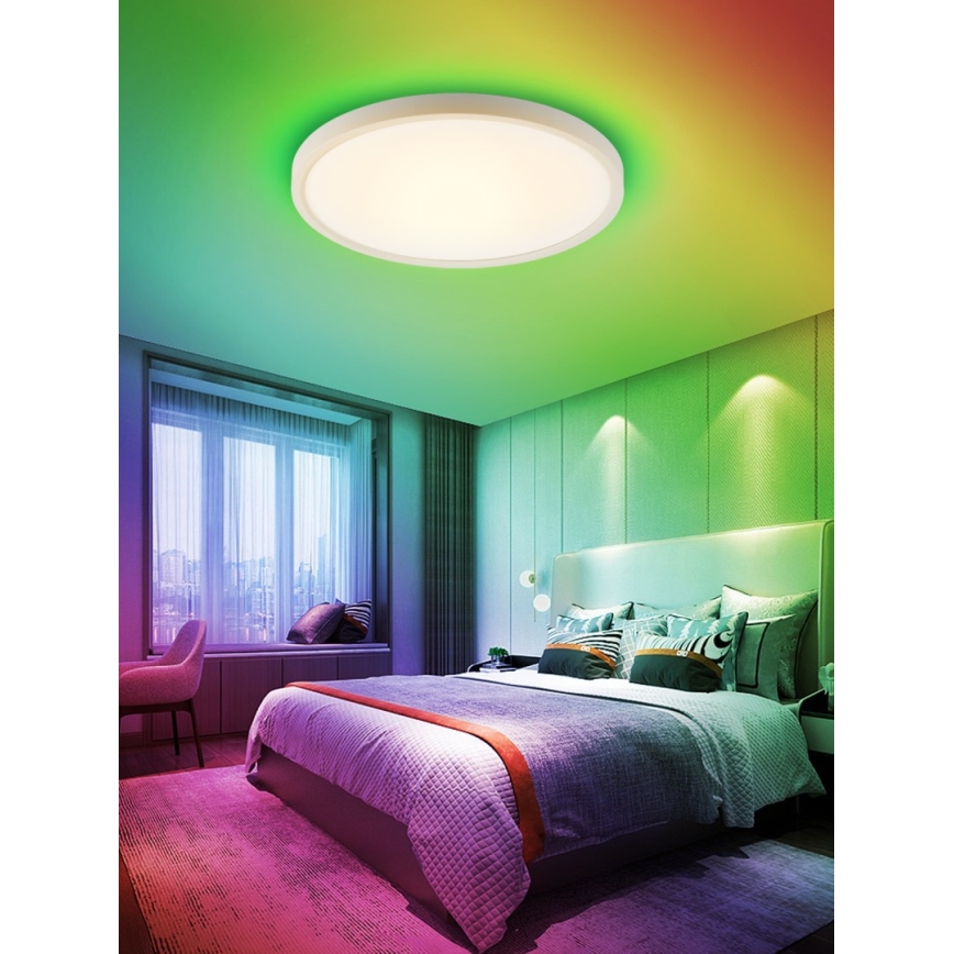 Immax NEO 07169-W60 - LED RGB+CCT Pritemdomas lubinis šviestuvas NEO LITE TUDO 65W/230V 2700-6500K Wi-Fi Tuya + nuotolinio valdymo pultas balta