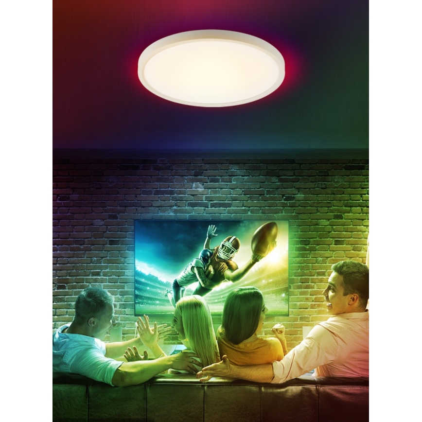 Immax NEO 07169-W60 - LED RGB+CCT Pritemdomas lubinis šviestuvas NEO LITE TUDO 65W/230V 2700-6500K Wi-Fi Tuya + nuotolinio valdymo pultas balta