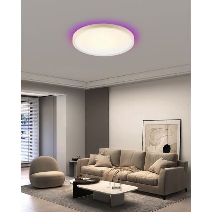 Immax NEO 07169-W60 - LED RGB+CCT Pritemdomas lubinis šviestuvas NEO LITE TUDO 65W/230V 2700-6500K Wi-Fi Tuya + nuotolinio valdymo pultas balta