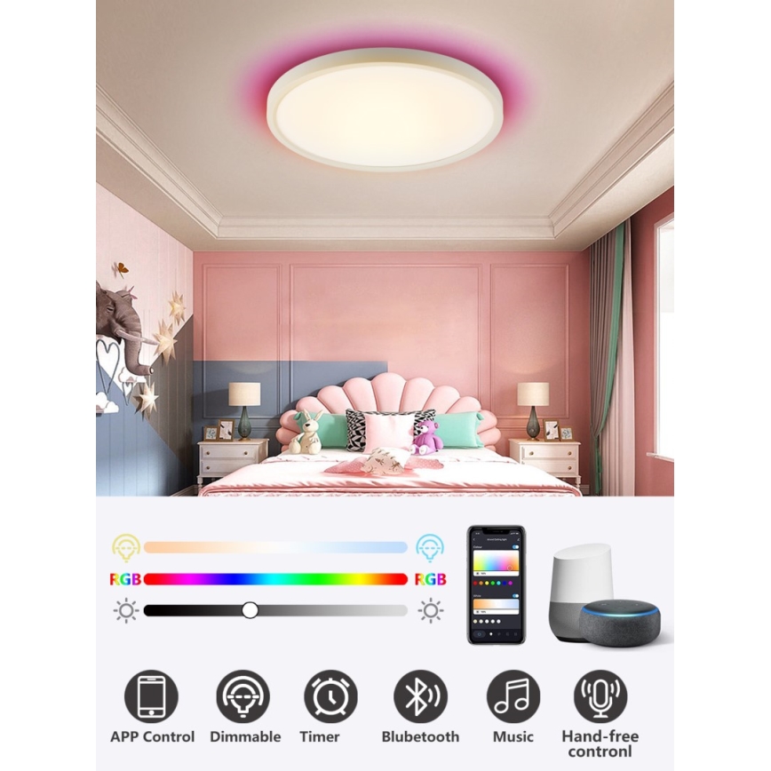 Immax NEO 07169-W60 - LED RGB+CCT Pritemdomas lubinis šviestuvas NEO LITE TUDO 65W/230V 2700-6500K Wi-Fi Tuya + nuotolinio valdymo pultas balta