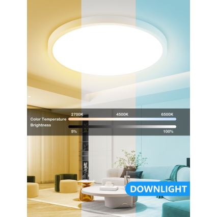 Immax NEO 07169-W60 - LED RGB+CCT Pritemdomas lubinis šviestuvas NEO LITE TUDO 65W/230V 2700-6500K Wi-Fi Tuya + nuotolinio valdymo pultas balta
