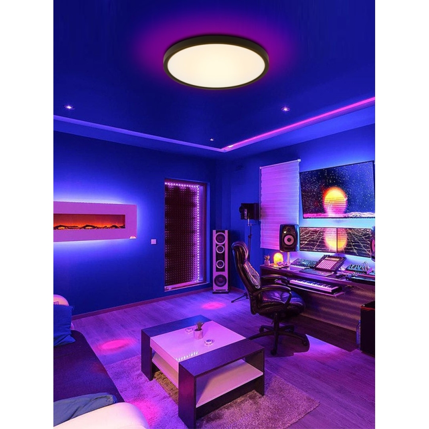 Immax NEO 07170-B60 - LED RGB+CCT Pritemdomas lubinis šviestuvas NEO LITE TUDO LED/65W/230V 2700-6500K Wi-Fi Tuya juoda + nuotolinio valdymo pultas