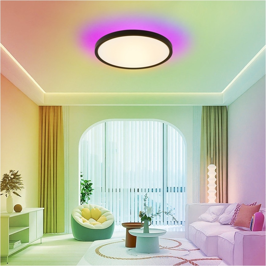 Immax NEO 07170-B60 - LED RGB+CCT Pritemdomas lubinis šviestuvas NEO LITE TUDO LED/65W/230V 2700-6500K Wi-Fi Tuya juoda + nuotolinio valdymo pultas