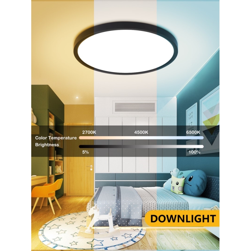 Immax NEO 07170-B60 - LED RGB+CCT Pritemdomas lubinis šviestuvas NEO LITE TUDO LED/65W/230V 2700-6500K Wi-Fi Tuya juoda + nuotolinio valdymo pultas