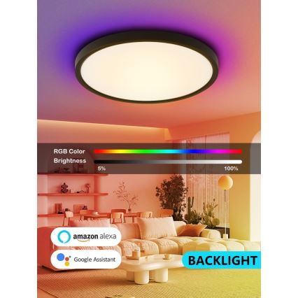 Immax NEO 07170-B60 - LED RGB+CCT Pritemdomas lubinis šviestuvas NEO LITE TUDO LED/65W/230V 2700-6500K Wi-Fi Tuya juoda + nuotolinio valdymo pultas