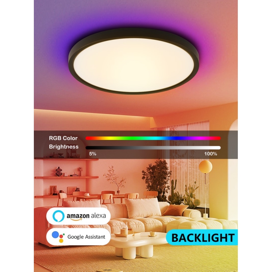 Immax NEO 07170-B60 - LED RGB+CCT Pritemdomas lubinis šviestuvas NEO LITE TUDO LED/65W/230V 2700-6500K Wi-Fi Tuya juoda + nuotolinio valdymo pultas
