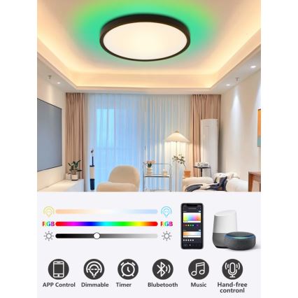 Immax NEO 07170-B60 - LED RGB+CCT Pritemdomas lubinis šviestuvas NEO LITE TUDO LED/65W/230V 2700-6500K Wi-Fi Tuya juoda + nuotolinio valdymo pultas