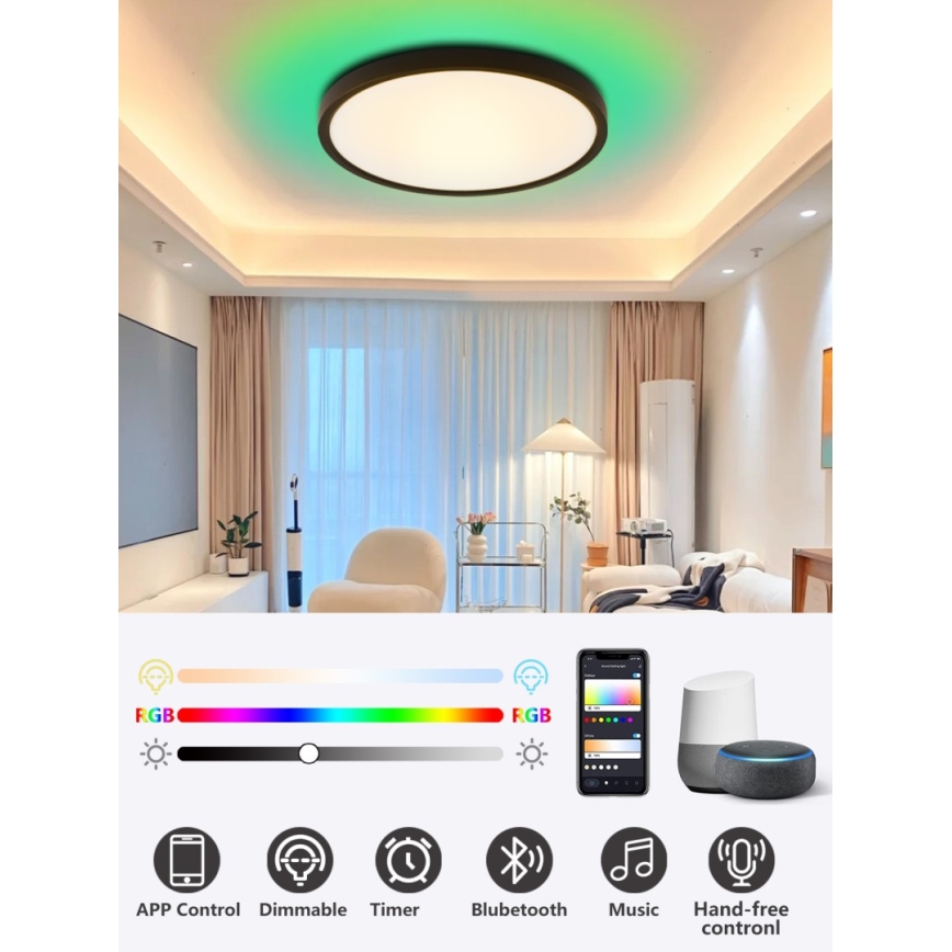 Immax NEO 07170-B60 - LED RGB+CCT Pritemdomas lubinis šviestuvas NEO LITE TUDO LED/65W/230V 2700-6500K Wi-Fi Tuya juoda + nuotolinio valdymo pultas