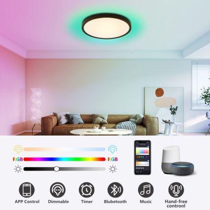 Immax NEO 07170-B60 - LED RGB+CCT Pritemdomas lubinis šviestuvas NEO LITE TUDO LED/65W/230V 2700-6500K Wi-Fi Tuya juoda + nuotolinio valdymo pultas