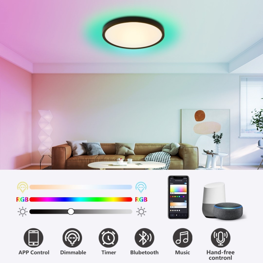 Immax NEO 07170-B60 - LED RGB+CCT Pritemdomas lubinis šviestuvas NEO LITE TUDO LED/65W/230V 2700-6500K Wi-Fi Tuya juoda + nuotolinio valdymo pultas