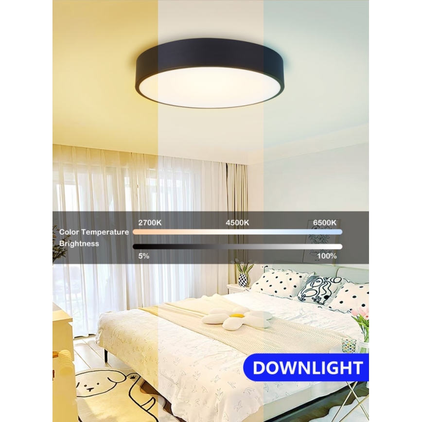 Immax NEO 07201L - LED Pritemdomas lubinis šviestuvas RONDATE LED/28W/230V juoda Tuya + nuotolinio valdymo pultas