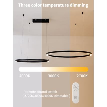 Immax NEO 07216L - LED Pritemdomas pakabinamas sietynas FINO LED/93W/230V 60/80cm juoda Tuya + nuotolinio valdymo pultas