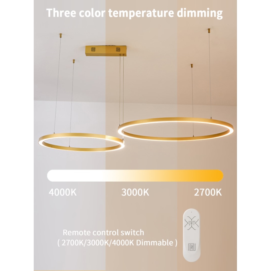 Immax NEO 07218L - LED Pritemdomas sietynas FINO 93W/230V 60/80cm auksas Tuya+RC