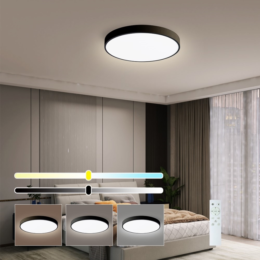 Immax NEO 07248L - LED Pritemdomas lubinis šviestuvas NEO LITE SEMPLICI LED/36W/230V 3000-6000K Wi-Fi Tuya juoda + nuotolinio valdymo pultas