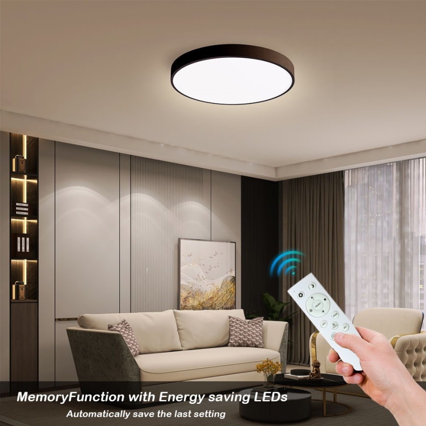 Immax NEO 07248L - LED Pritemdomas lubinis šviestuvas NEO LITE SEMPLICI LED/36W/230V 3000-6000K Wi-Fi Tuya juoda + nuotolinio valdymo pultas