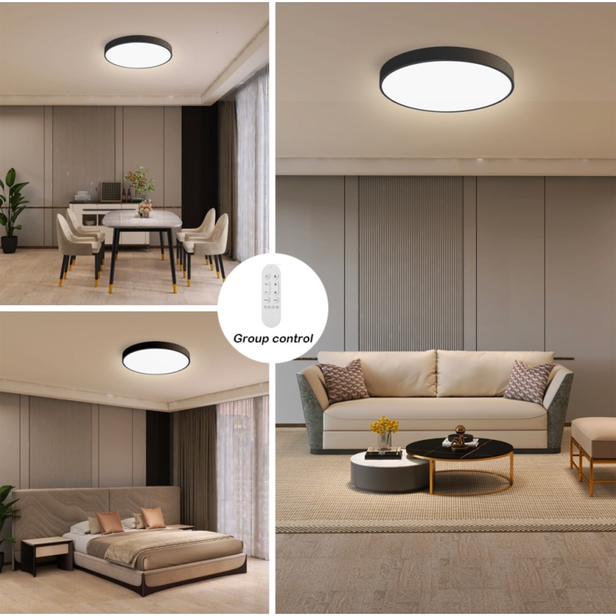 Immax NEO 07248L - LED Pritemdomas lubinis šviestuvas NEO LITE SEMPLICI LED/36W/230V 3000-6000K Wi-Fi Tuya juoda + nuotolinio valdymo pultas