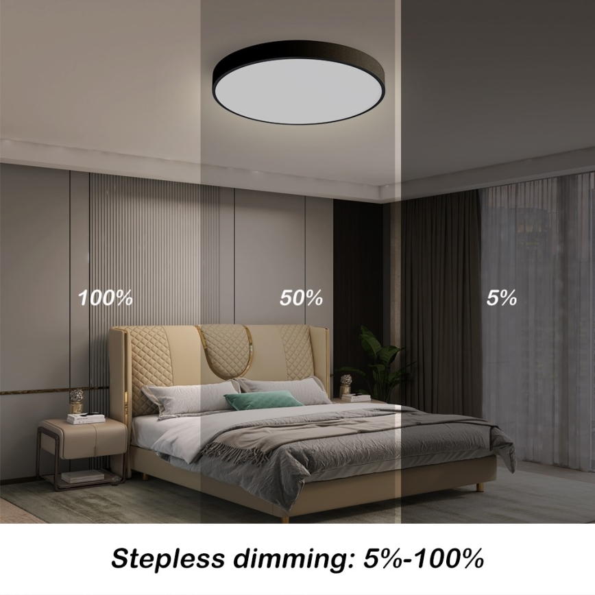 Immax NEO 07248L - LED Pritemdomas lubinis šviestuvas NEO LITE SEMPLICI LED/36W/230V 3000-6000K Wi-Fi Tuya juoda + nuotolinio valdymo pultas