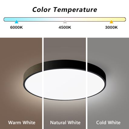 Immax NEO 07248L - LED Pritemdomas lubinis šviestuvas NEO LITE SEMPLICI LED/36W/230V 3000-6000K Wi-Fi Tuya juoda + nuotolinio valdymo pultas