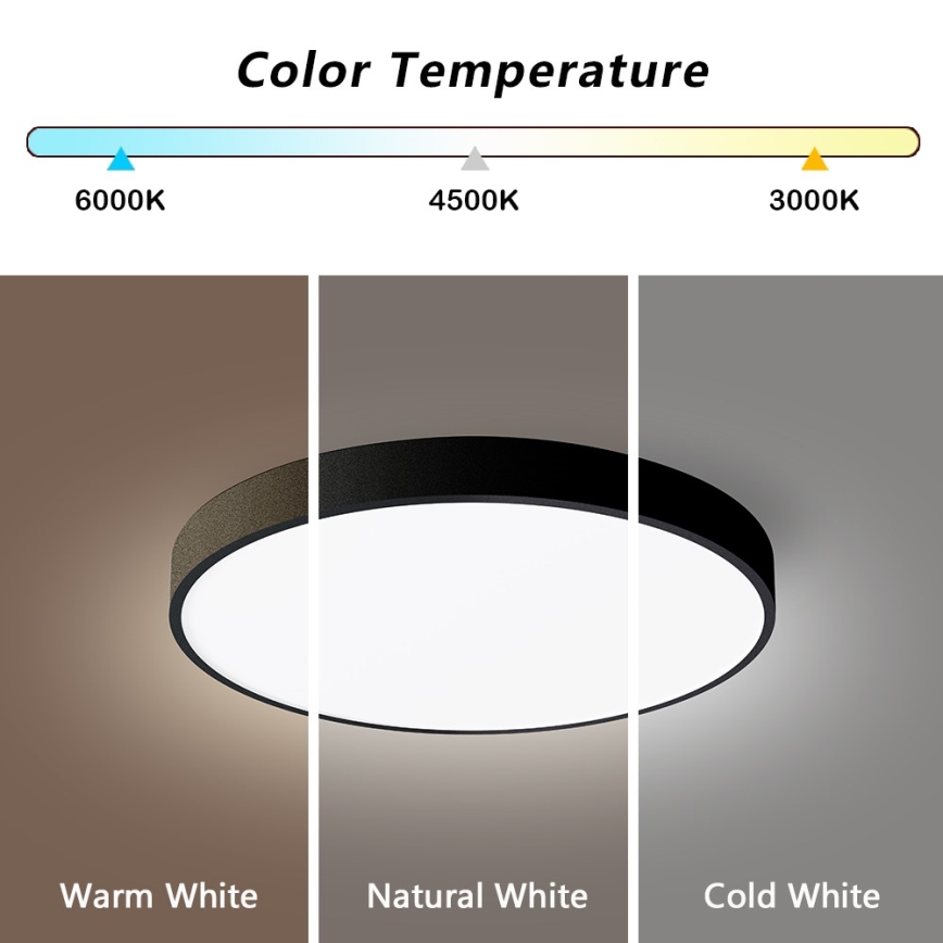 Immax NEO 07248L - LED Pritemdomas lubinis šviestuvas NEO LITE SEMPLICI LED/36W/230V 3000-6000K Wi-Fi Tuya juoda + nuotolinio valdymo pultas