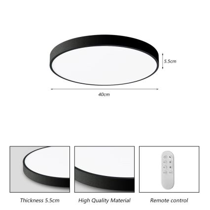 Immax NEO 07248L - LED Pritemdomas lubinis šviestuvas NEO LITE SEMPLICI LED/36W/230V 3000-6000K Wi-Fi Tuya juoda + nuotolinio valdymo pultas