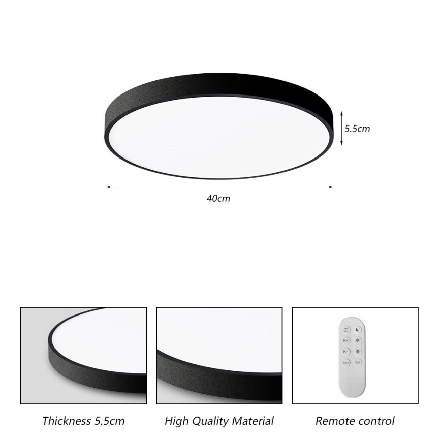 Immax NEO 07248L - LED Pritemdomas lubinis šviestuvas NEO LITE SEMPLICI LED/36W/230V 3000-6000K Wi-Fi Tuya juoda + nuotolinio valdymo pultas